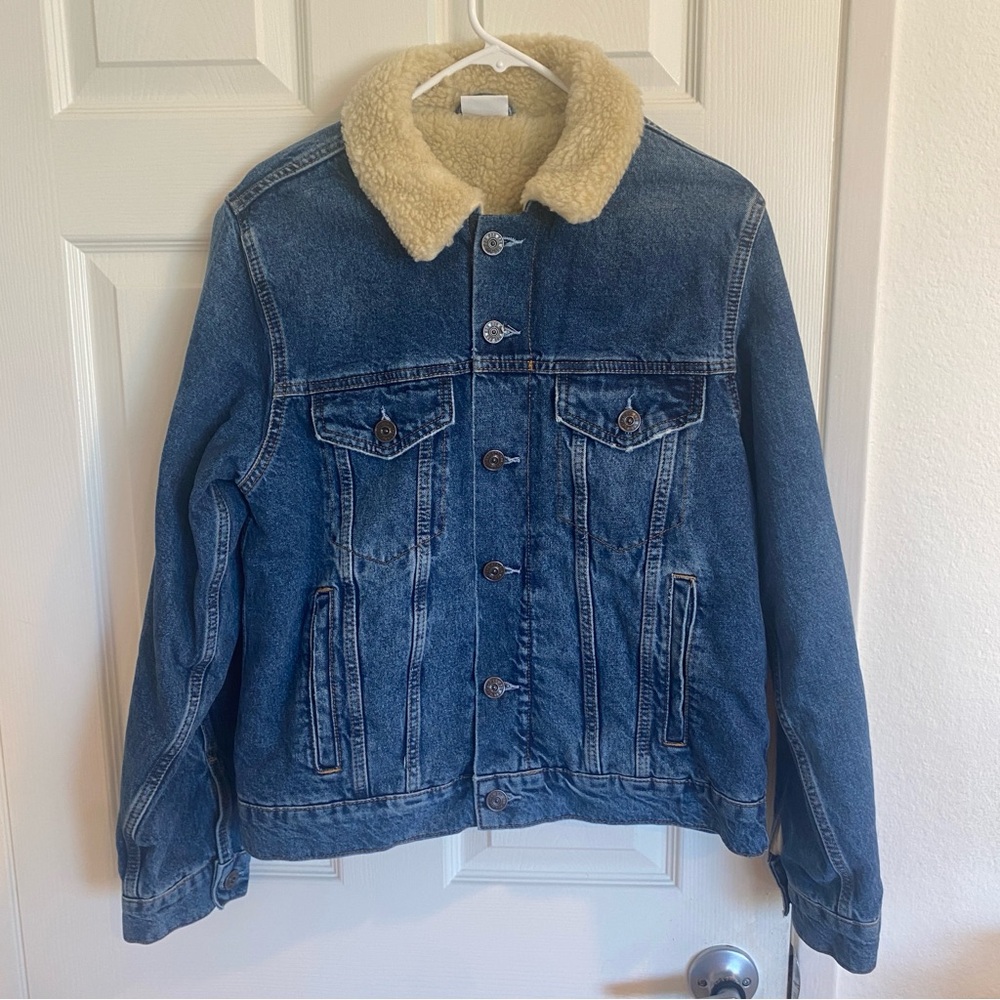 BDG Blue Denim Jacket with faux Sherpa lining